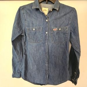 Hollister Denim Long Sleeve Button Front Shirt Size XS
